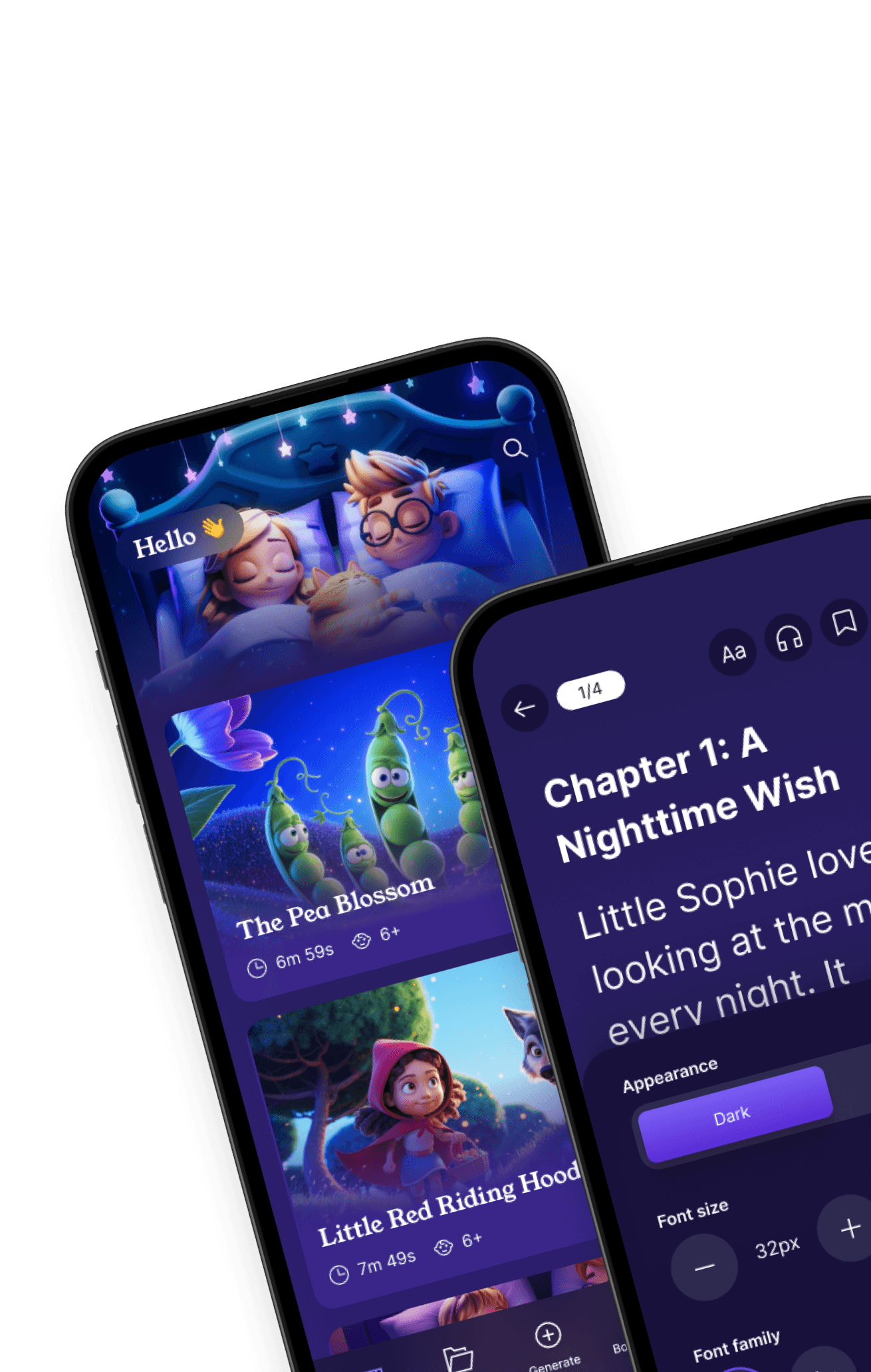 Lullabee Tales app screens